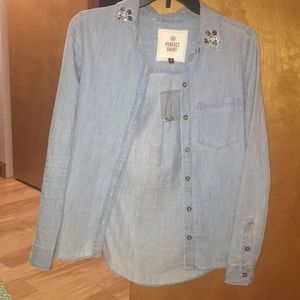 Blue Button Up Shirt with Rhinestones 💎